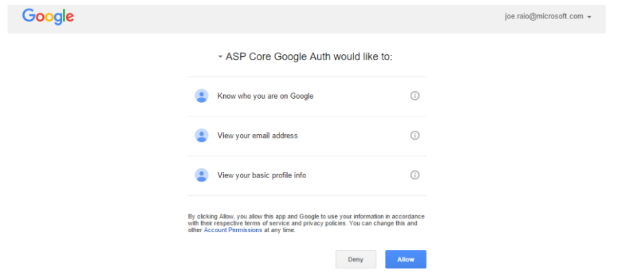 Using Google Authentication with ASP.NET Core (ASP.NET 5)