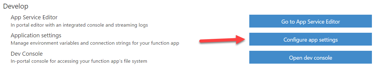 Azure Function App Settings